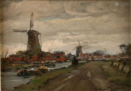 Christian P. Snijders. 1904 -. Dutch riverscape with