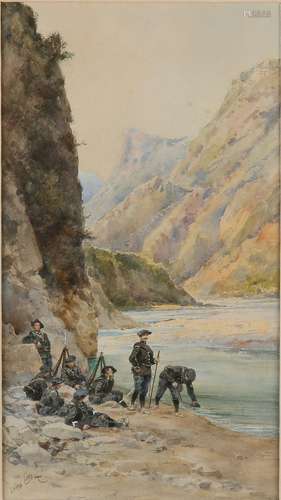 Pierre Comba. 1859 - 1934. Italian soldiers at mountain