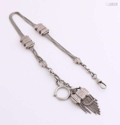 Silver watch chain, 800/000, equipped with bow-shaped