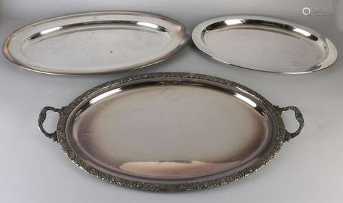 Three large plated serving dishes. 20th century. Size: