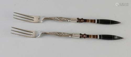 Set 835/000 antique silver forks acid with finely