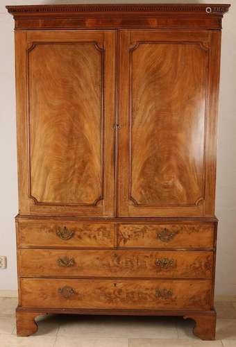 19th Century English mahogany linen cabinet with