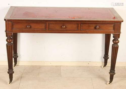 19th Century English mahogany desk with three drawers