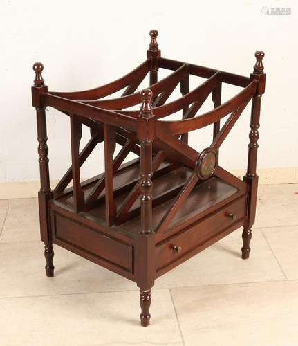 English mahogany with magazine rack tray. Style