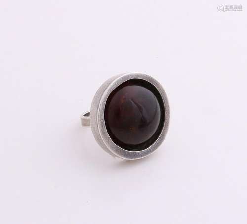 Silver ring, 925/000, with succinic. Ring occupied with