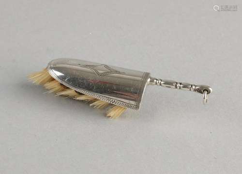 835/000 engraved silver miniature broom with bristles