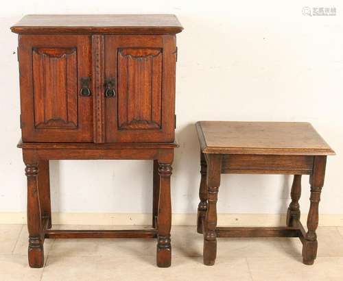 Two Neo Gothic oak furniture. Second half 19th century.