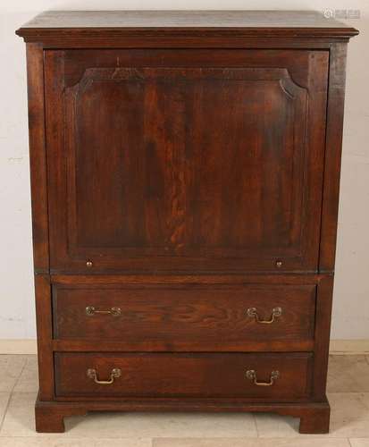 Solid oak bar or TV cabinet with folding door and two