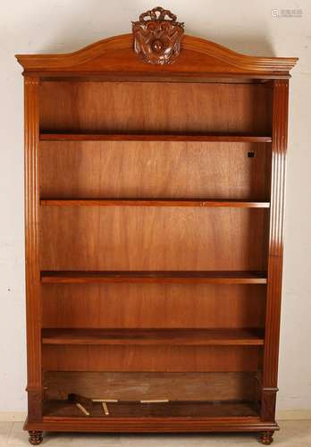 Antique walnut bookcase with adjustable shelves and