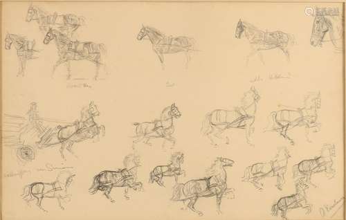 Otto Eerelman. 1839 - 1926. Study drawings of horses.