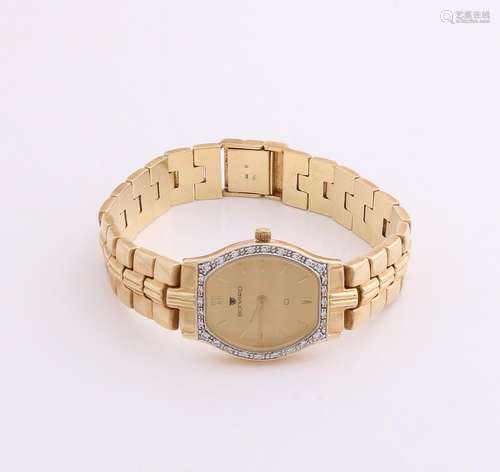 Yellow gold ladies watch, 585/000, with diamond.