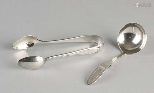 835/000 silver sugar tongs, model point fillet and