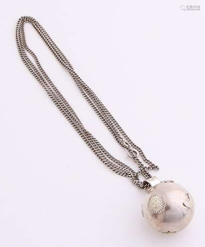 Silver necklace, 800/000, with ball, 925/000. Gourmet