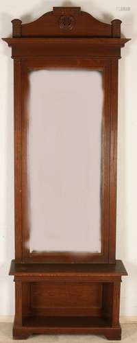 German Jugendstil oak hall mirror with console. Circa