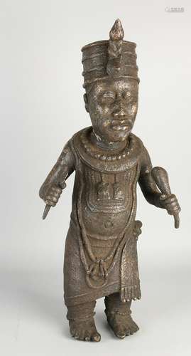 Large African bronze figure of a shaman. 20th century.