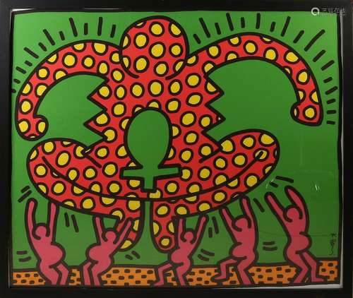 Keith Haring lithography carrying figures, litho paper