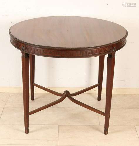 Antique mahogany round table border decorated with