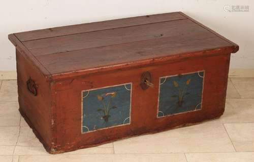 19th Century German painted chest with original lock.