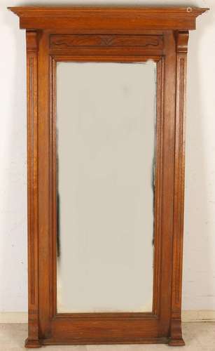 Antique mirror with German Nouveau faceted glass.