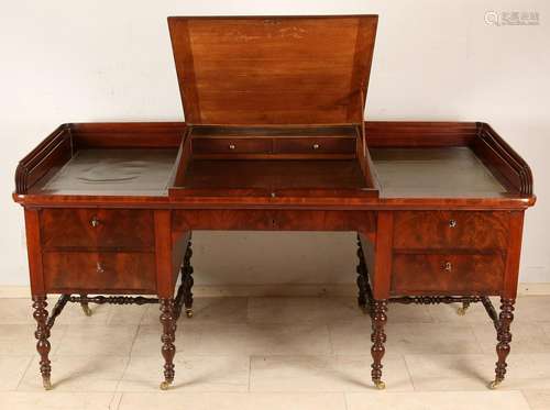 Rare 19th century English mahogany desk duplex