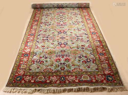 Persian rug entirely with floral decoration in red /