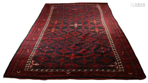 Large Persian rug. Floral, red-black-creme. Kurdistan.