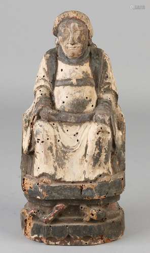 Ancient China wood inserted gepolychomeerd Fig. Buddha