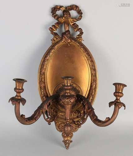 Large antique gilt bronze Louis XVI style wall sconce.