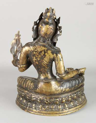 Old / antique Chinese bronze Buddha in lotus. Tibet.