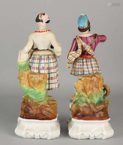 Two 19th century English bisquit porcelain figures. One