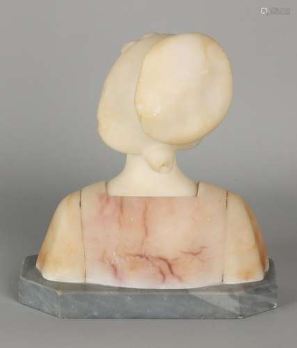 J. Aurili. Marble bust ladies. 1834 - 1914. Chip.