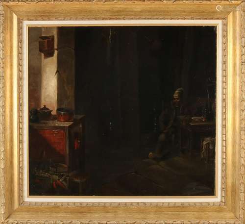 Unsigned. 19th century. Boer interior. Oil on linen.