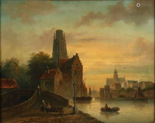 Unsigned. 19th century. Dutch School. Havengezicht with