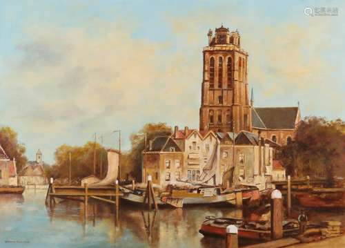 Veronica Avirvarei 21 harbor view of Dordrecht oil on