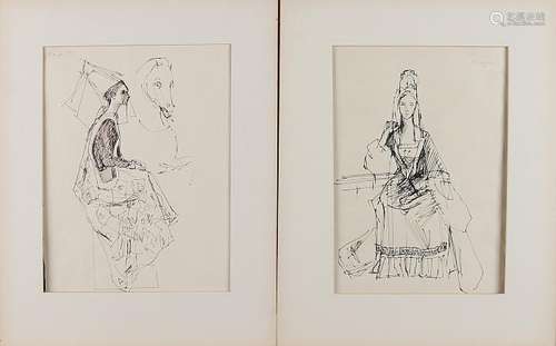 Constance Wibaut. 1920 - 2014. Five sketches with Figs.