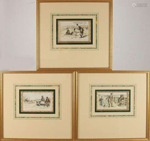 Five old / antique prints in gold frames. Size: 36-44