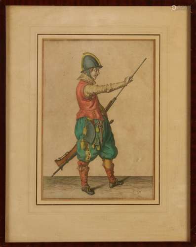 17th - 18th Century hand-colored engraving of a