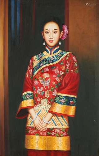 Unsigned. Portrait Chinese woman in traditional dress.