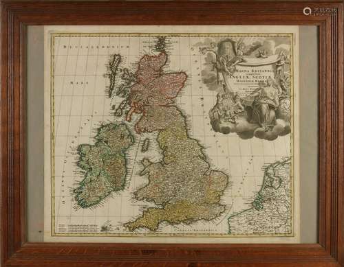 17th - 18th Century large map. Magna Britannia