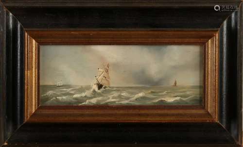 Unsigned. 20th century. Ships at sea. Oil paint on