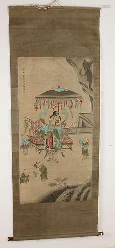 Old / antique Chinese rolschilderij. Signed. Imperial