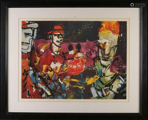 Lithography Herman Brood. 1946 - 2001. Fantasy figures.