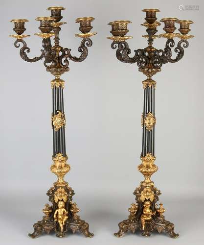 Two large French bronze candlesticks Charles Dix candle