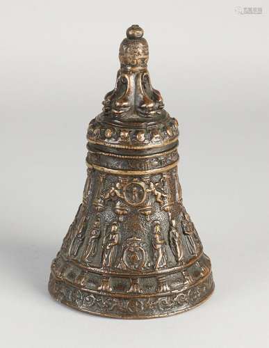 Renaissance-style bronze bell with angels and apostles