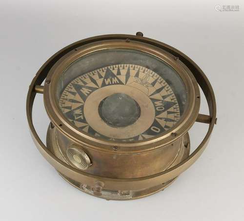 Large antique brass ship's compass. Unnoticed. First