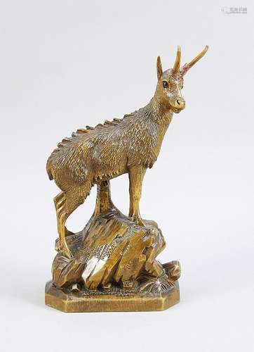 German crossed from lime wood gemsbok on rock. Circa