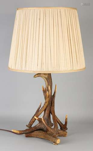 Old deer antler table lamp. 20th century. Size: ø 69 x