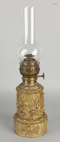 Antique Copper beaten petroleum lamp with