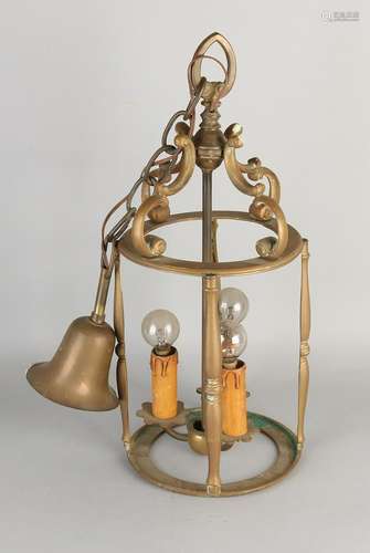 Bronze three-light Renaissance-style hall lamp. 20th