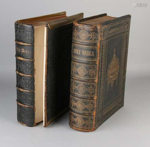 Two antiquarian English Bibles. One time The Holy